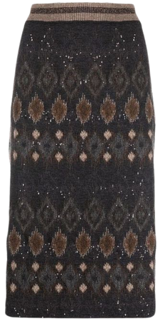 Brunello Cucinelli geometric-print sequin-embellished Knitted Skirt - Farfetch