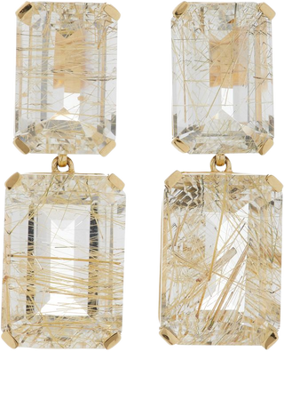 18k Yellow Gold Rutilated Quartz Earrings By Goshwara | Moda Operandi