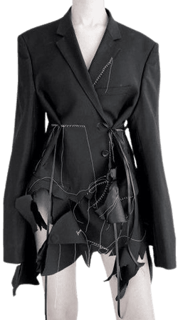 Black Distressed Blazer Dress