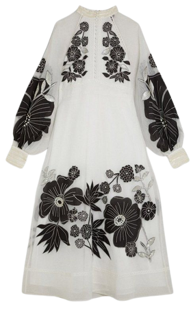 Tall Applique Organdie Woven Midi Dress | Karen Millen