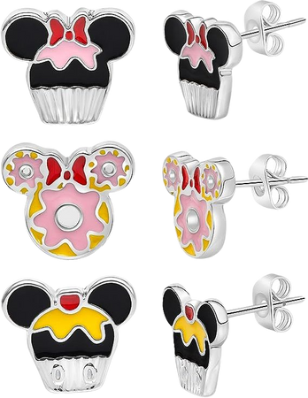 Amazon.com: Disney Mickey and Minnie Mouse Fashion Stud Earring Set - 3/4/5 Pairs Per Set: Clothing, Shoes & Jewelry