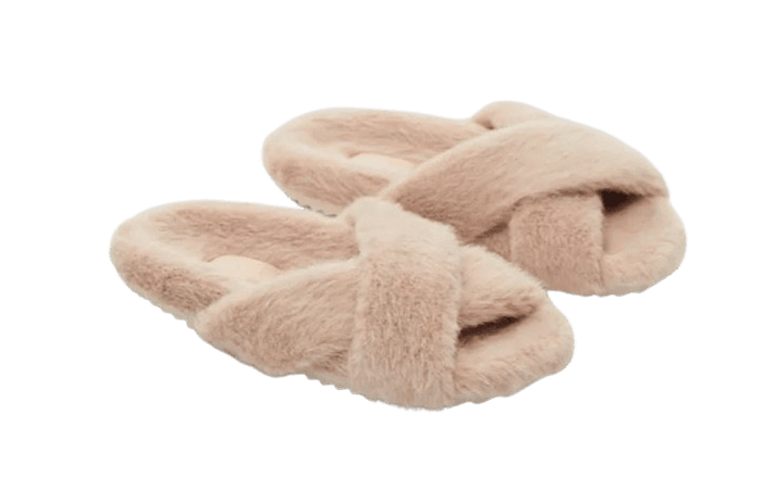 faux fur slide slipper. Zara