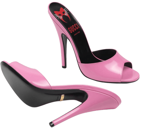 bubblegum pink leather Leather high-heel slide | GUCCI® US