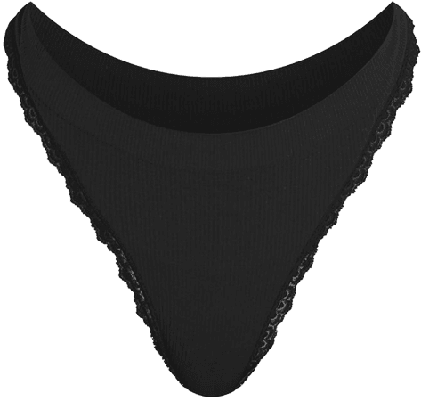 Black Seamless Rib Lace Trim Thong | PrettyLittleThing CA