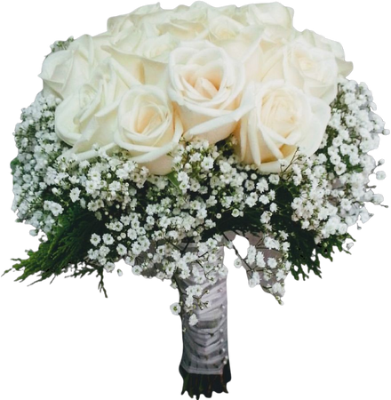 White Roses And Baby's Breath Bouquet