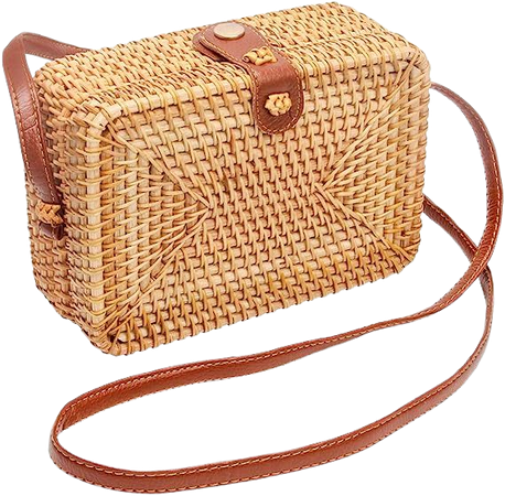 Wicker Square Crossbody Rattan Bag, Women Boho Bag Clutch Woven Handbag : Clothing, Shoes & Jewelry
