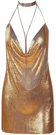 'Marina' Mesh Dress - Gold at Bleu Luxury