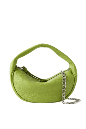 Baby Cush Chain-embellished Textured-leather Shoulder Bag - Bright green