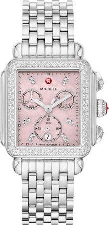 MICHELE Deco Diamond Bracelet Watch, 33mm | Nordstrom