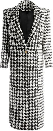 Colley Long Tweed Coat In Black/off White | Alice And Olivia
