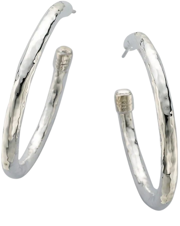 Shop Ippolita Classico Medium Sterling Silver Hammered Hoop Earrings | Saks Fifth Avenue