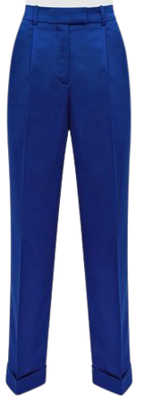 Reiss Blue Cici Regular Satin Taper Trousers | REISS USA