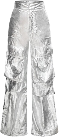 Metallic Wide Leg Cargo Pants – Micas