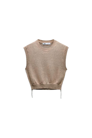CONTRAST TOPSTITCHED KNIT TOP - Mid-camel | ZARA United States