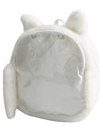 Wego Furry Cat Backpack (white)