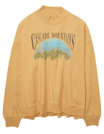 AE Oversized Fleece Graphic Mock Neck Sweatshirt