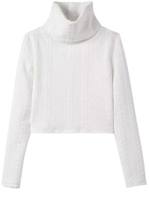 Plain White Turtle Neck Long Sleeve Crop Sweater - takeluckhome.com