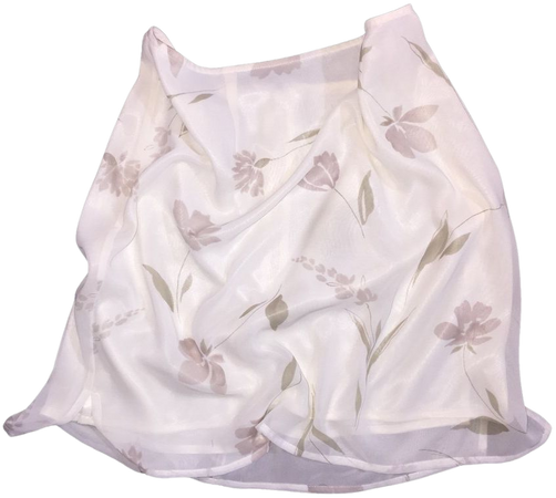 delicate white satin lined skirt by express with floral all - Depop