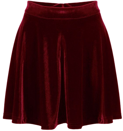 Dark Red Velvet Skater Skirt