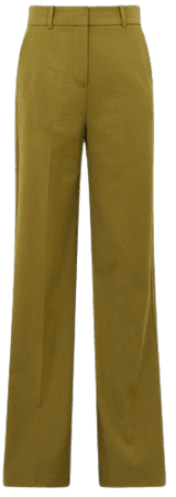 Reiss Green Iris Wool Blend Wide Leg Trousers | REISS USA