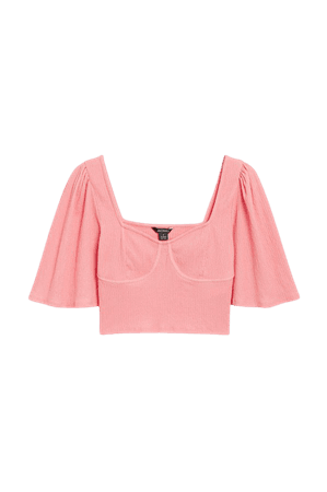 3/4 sleeve corset top - Pink - Tops - Monki WW