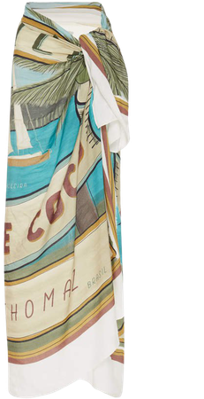 Agua De Coco Agua de Coco Printed Modal and Linen Wrap Pareo Skirt