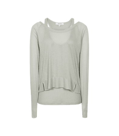 Ada Sage Fine Jersey Double Layer Top – REISS