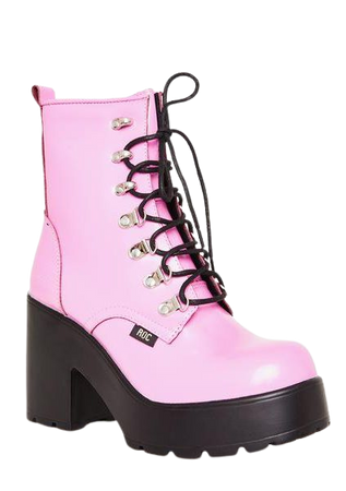 Pink Mission Hi-Shine Combat Boots