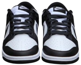 black white nike dunks sneakers shoes front view