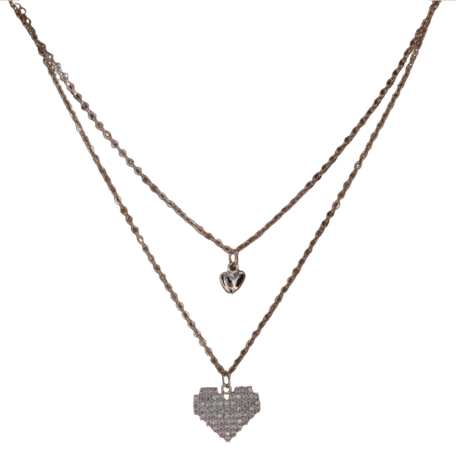 Silver double layer heart necklace