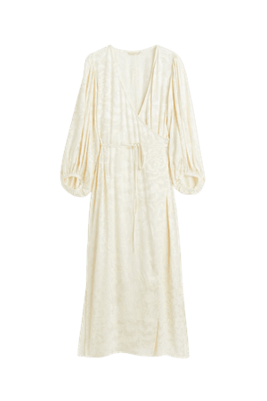 Jacquard-weave Wrap Dress - Cream/patterned - Ladies | H&M US