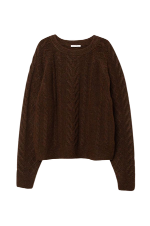 Cable-knit Sweater - Dark brown melange - Ladies | H&M US