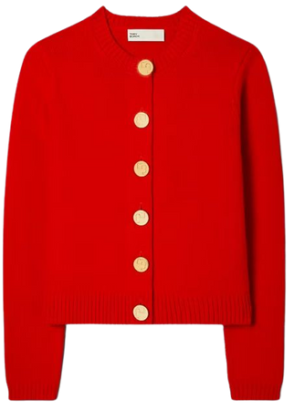 Logo Button Wool Cardigan: Women's Designer Sweaters | Tory Burch