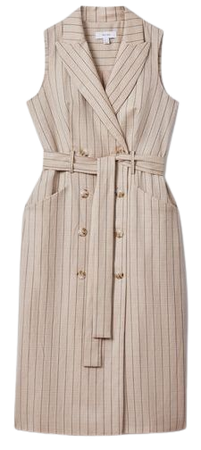 Reiss Andie Wool Blend Striped Double Breasted Midi Dress | REISS USA