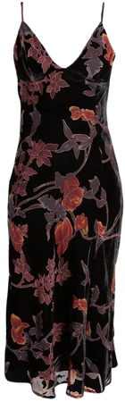 Lulus Divine Allure Floral Velvet Burnout Cocktail Midi Dress | Nordstrom