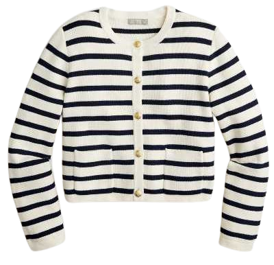 JCrew Emilie patch-pocket sweater lady jacket in stripe