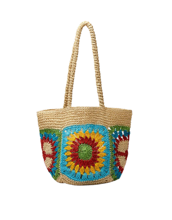 Raffia-design bag with flower - Accessories - Woman | Bershka