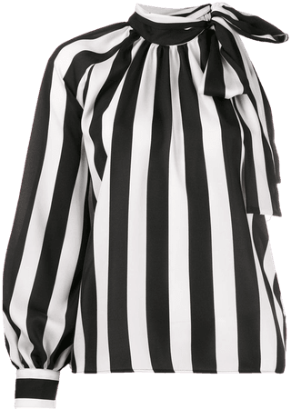Msgm Striped One-Sleeve Blouse 2742MDM118195853 Black | Farfetch