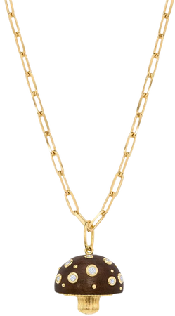 18k Yellow Gold Small Brown Toadstool Pendant Necklace By Sauer | Moda Operandi