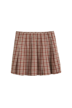 Pleated Skirt - Brown/plaid - Ladies | H&M US