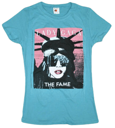 Lady Gaga The Fame Liberty Juniors Aqua Blue T Shirt New Official | eBay