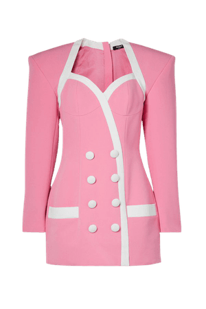 Pink Button-detailed two-tone crepe mini dress | Balmain | NET-A-PORTER