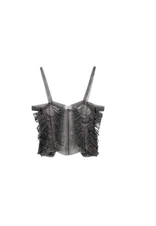 Crop top with rhinestone straps - Tops and corsets - Women | Bershka