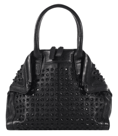 *clipped by @luci-her* Alexander McQueen Studded Mini De Manta Black Leather Tote - Tradesy