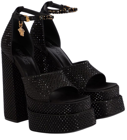 Medusa Aevitas embellished platform sandals in black - Versace | Mytheresa