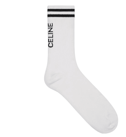 CELINE SOCKS IN STRIPED COTTON - White / Black - 2A25P035N.01WB | CELINE