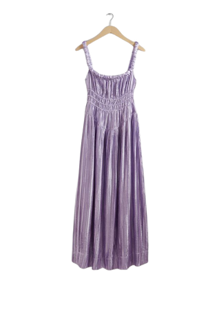 Shirred Satin Midi Dress - Lilac - Mini dresses - & Other Stories US