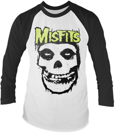 Eyesore Merch Misfits 'Logo Skull' Long Sleeved Baseball Shirt