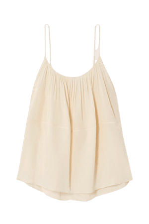 Ivory Gathered silk-jacquard camisole | Chloé | NET-A-PORTER