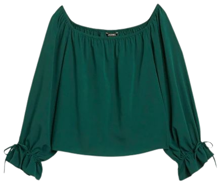 Long sleeved off shoulder blouse - Dark green - Monki WW